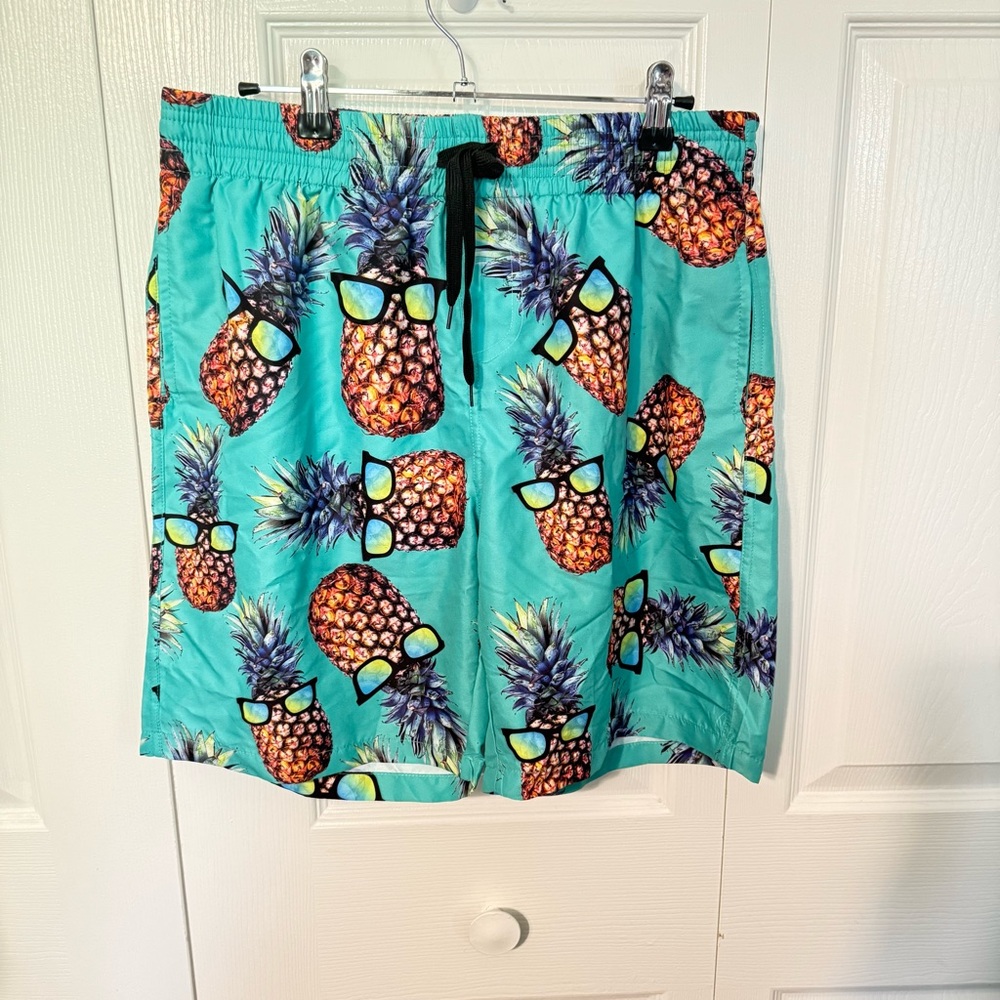 Vibrant Pineapple Print Swim Shorts in Large